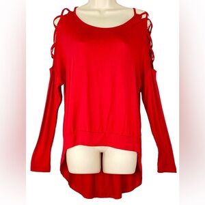 VENUS Red Cold Shoulder Blouse